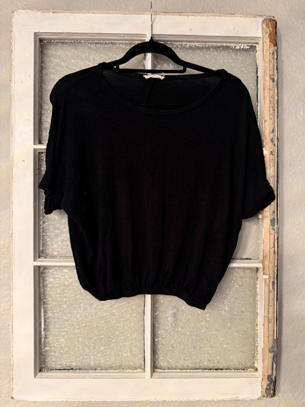 Olivia Rae Black Dolman Sleeve Banded Bottom Crop Top Medium